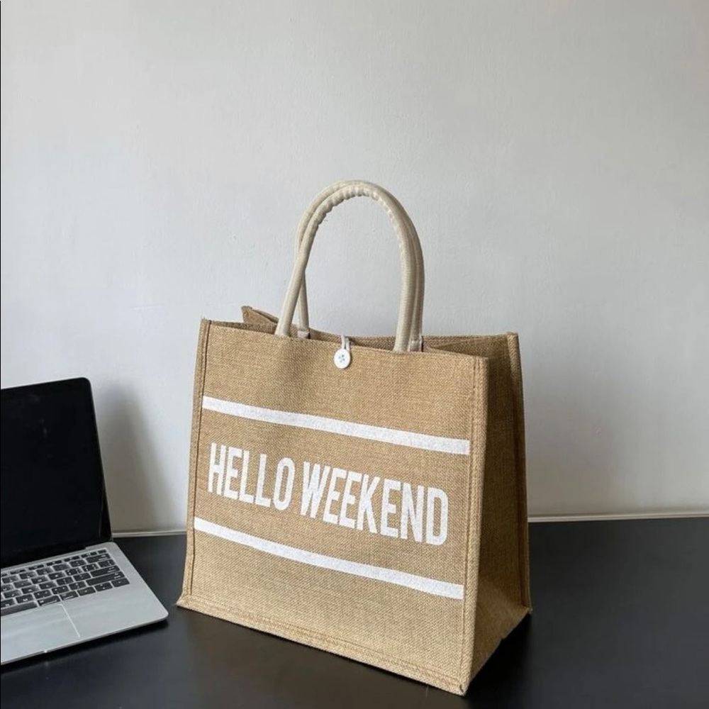 Hello Weekend tote bag